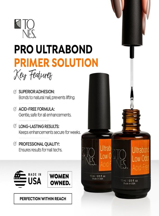 TONES Ultrabond Nail Primer - Professional Acid-Free Bonder to Prevent Lifting for Acrylic & Gel Nails - Made in USA (8 Fl Oz) - Image 2